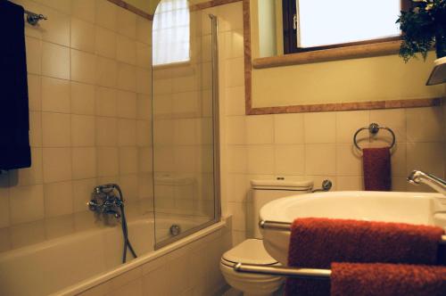 a bathroom with a toilet and a shower and a sink at I Cipressi by Halldis in Colognola ai Colli