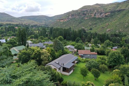 an aerial view of a home in the mountains at 727 Church in Clarens