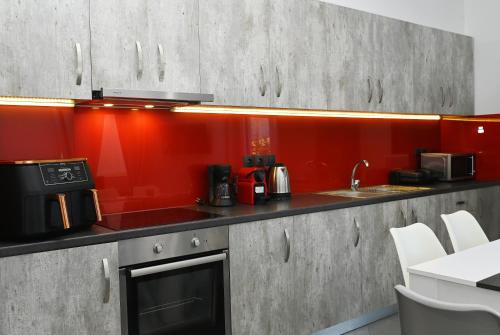 Η κουζίνα ή μικρή κουζίνα στο Grey family and friends apartment