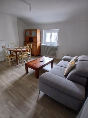 un salon avec un canapé et une table dans l'établissement Appartement Doutre - 3e étage, à Angers