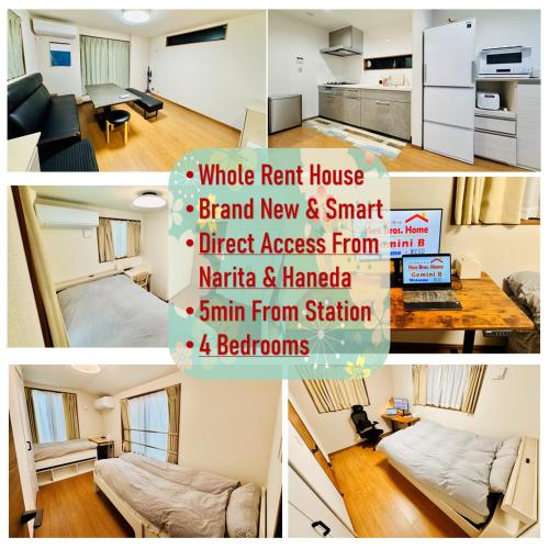 a collage of photos of a small apartment at Hao Bros Home Gemini B in Tokyo