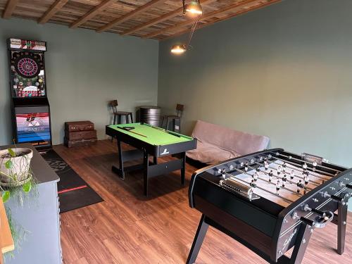 a living room with a ping pong table and a ping pong table at La Dolce vita in Sermersheim
