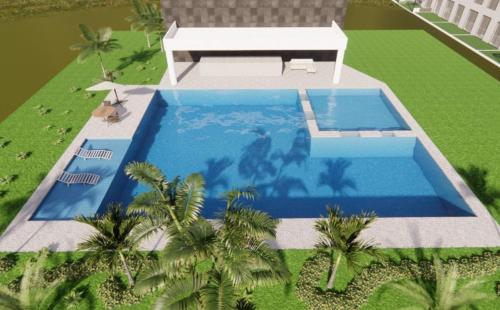 a rendering of a swimming pool in a villa at Casa Monstera Bahia in Naranjo