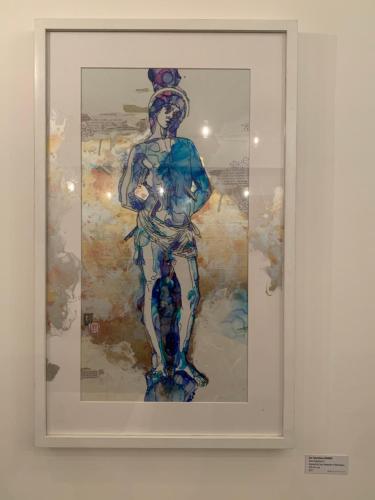 a drawing of a woman in a painting on a wall at La Villa vacation home Lake Como in Como