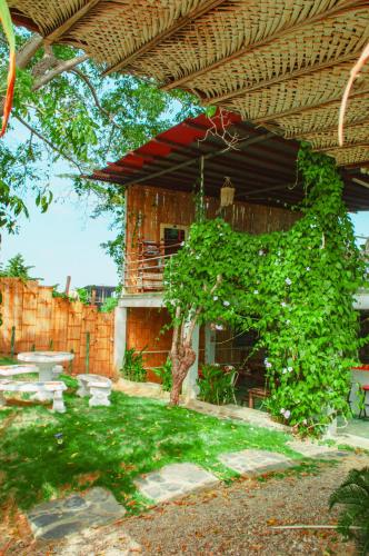 a yard with a building with a tree and a fence at HOTEL RENASCI PALOMINO in Palomino