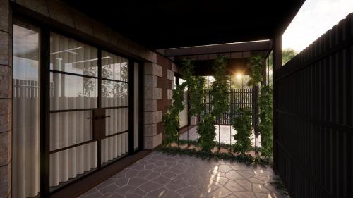 an external view of a house with sliding glass doors at The Sanctuary at Alba Thermal Springs & Spa in Fingal