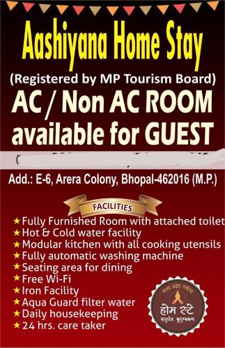 a flyer for a non ac room available for guest at Aashiyana Home Stay, Arera Colony, Bhopal in Bhopal