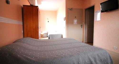 a bedroom with a bed and a television in it at Hôtel Adour in Pau