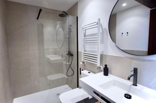 a bathroom with a sink and a mirror at Katrapona in Getaria