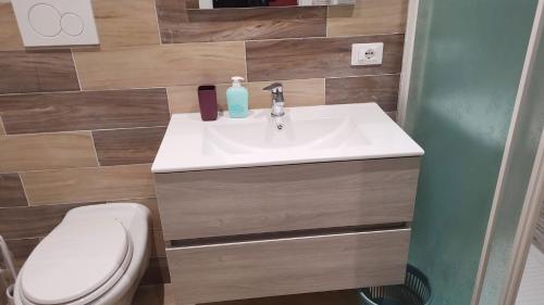 a bathroom with a sink and a toilet at Appia Antica Room in Marino