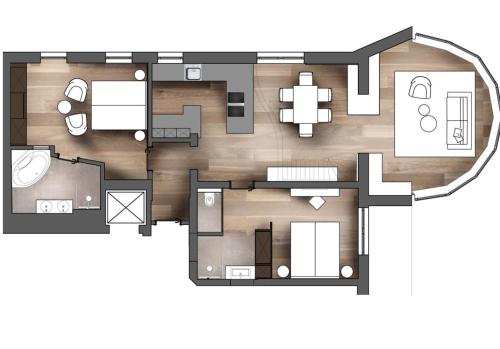 a drawing of a floor plan of a house at Sport- und Genusshotel Silvretta in Ischgl