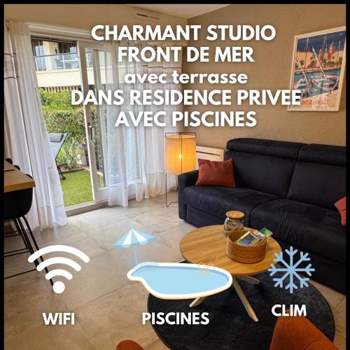 Charmant studio avec terrasse, front de mer et proche du centre
