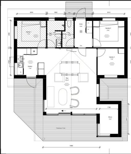 a floor plan of a house at Beachfront Holiday Home Near Dalby Bay in Mesinge