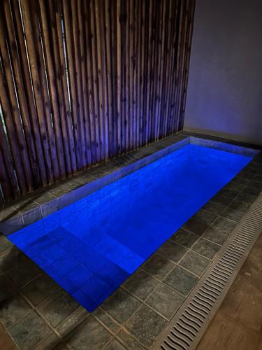 einen Pool mit blauen Bodenfliesen in der Unterkunft Cantinho do Rio in São Miguel dos Milagres