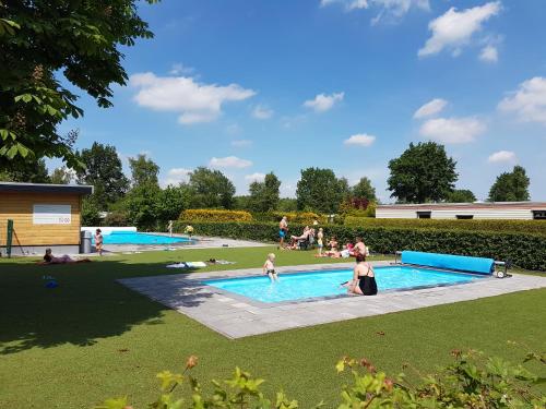 a group of people playing in a swimming pool at De Strandhoed Drenthe - Bos & Meer in Gasselte