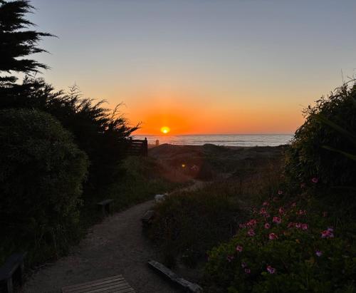 a sunset over the ocean with a dirt path at B&B Casa Las Brisas Matanzas in Matanzas