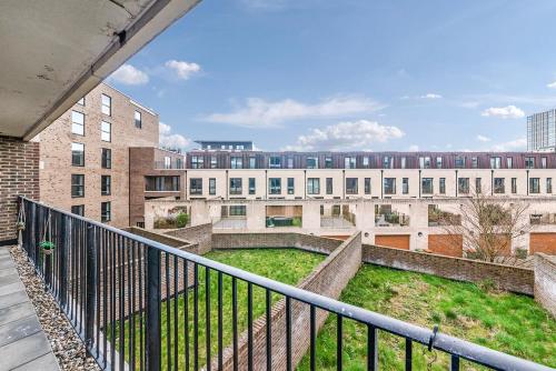 a view from the balcony of a building at Heart Of Stratford Olympic Park 3 Bedroom in London