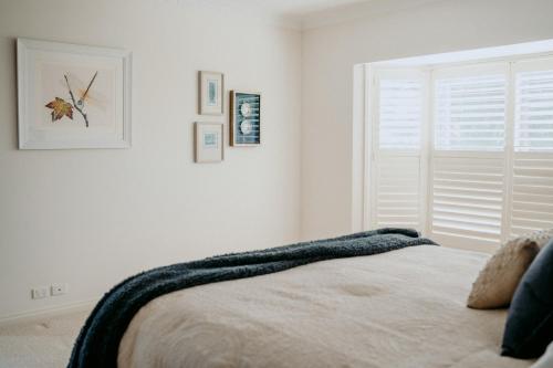 a bedroom with a bed and a window at Domaine du Moine in Oakhampton