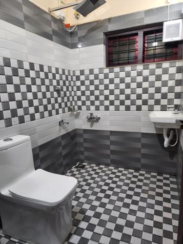 a bathroom with a toilet and a sink at Centerland Harmony in Thodupuzha