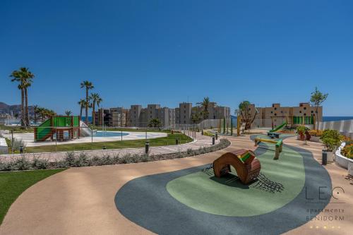 a rendering of a park with a playground at Sunset Cliffs Wellness & Spa by Leo Apartments Benidorm in Benidorm