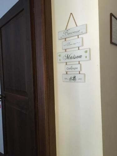 a group of signs on a wall next to a door at Il Casale di Riardo Luxury B&B in Riardo
