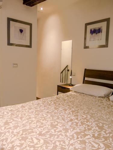 a bedroom with a large bed and a mirror at Waterfall Vicolo V in Isola del Liri