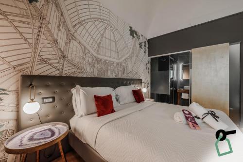 Un ou plusieurs lits dans un hébergement de l'établissement HOTIDAY Room Collection - Palermo Palco Noir