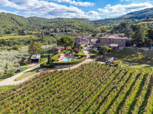 an aerial view of a winery and a vineyard at Apartment La Vigna by Interhome in Lucolena in Chianti