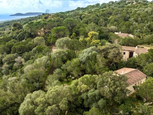 Vue aérienne d'une maison dans une forêt dans l'établissement Holiday Home Casa Pinarello by Interhome, à Bonifacio