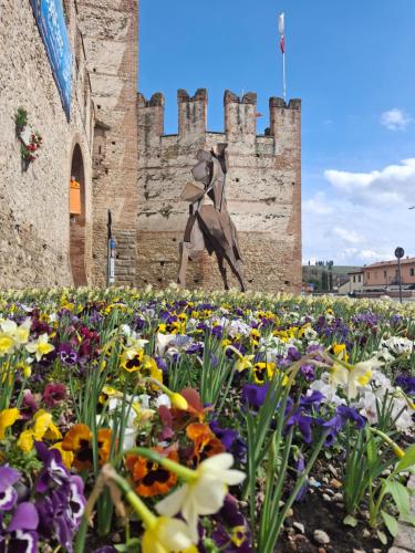 a field of flowers in front of a castle at BorgoAntico Affittacamere in Soave