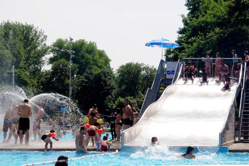 a group of people at a water park at inHere-outThere in Basel