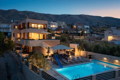 Villa Emma on Island Pag for 14 persons with sea view, wellness & pool heating