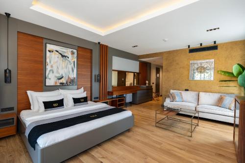 Postel nebo postele na pokoji v ubytování Bodrum Villa Dei Pini