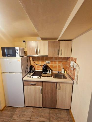 Кухня или мини-кухня в Cazare Apartamente IRIS
