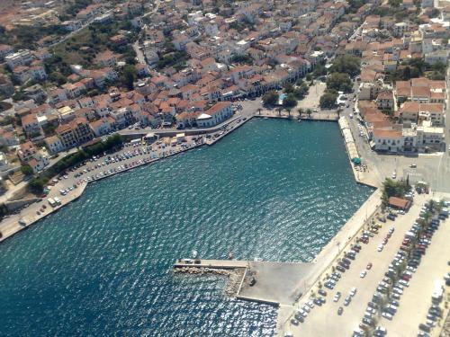 an aerial view of a large body of water at Finiki Plaza in Methoni