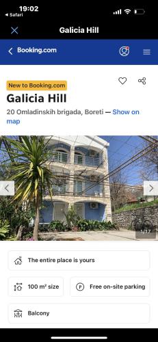 a screenshot of a website of a building at Galicia Hills in Becici