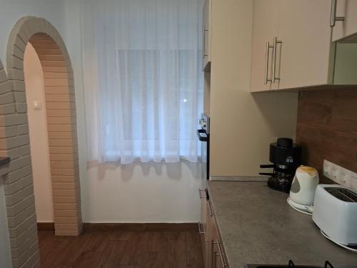 A kitchen or kitchenette at Ilona Apartmanház