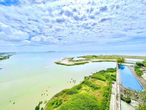 an aerial view of a body of water at Silverscape Seaview Residence Melaka in Melaka