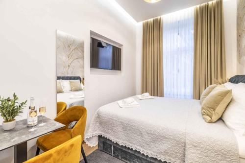 En eller flere senge i et værelse på ZAGABRIA Boutique Studio Apartments, 2nd floor, no elevator