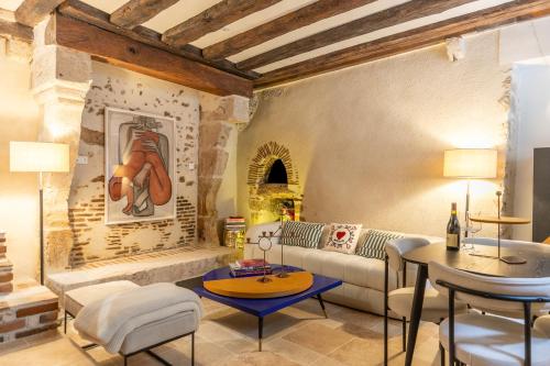 Χώρος καθιστικού στο L'Écrin sous le Château - Sauna et Raffinement - Classé 4 étoiles
