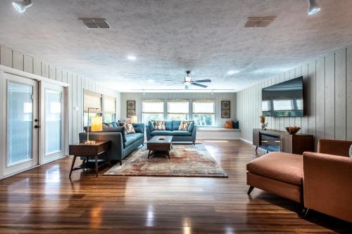 a living room with a couch and a table at Ocean View Splendor in Corpus Christi