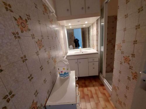 une salle de bain avec un lavabo et des toilettes dans l'établissement 2 pièces avec terrasse et parking privé, Grau d'Agde - FR-1-423-197, au Grau-dʼAgde