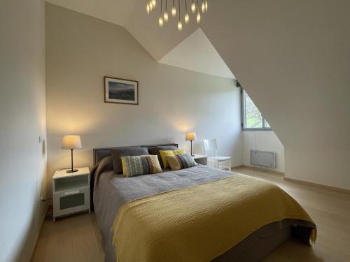 a bedroom with a large bed in a attic at Lou maval in Aydius