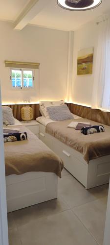 a bedroom with two beds and a window at Apartamento Playa Bonita in Torrevieja
