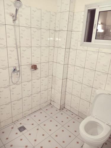 a bathroom with a toilet and a shower at S&R Home appartement in Yaoundé