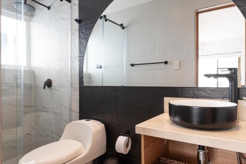 Ванная комната в Apartamento en Bocagrande - Piscina, Jacuzzi y Mar