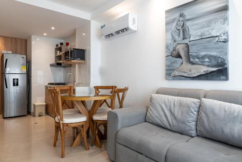 Кухня или мини-кухня в Apartamento en Bocagrande - Piscina, Jacuzzi y Mar
