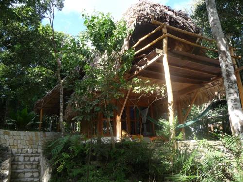 a tree house with a thatched roof at Posada del Cerro in El Remate