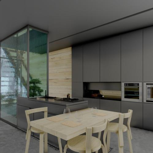 Kuchyň nebo kuchyňský kout v ubytování Nanare Chalets