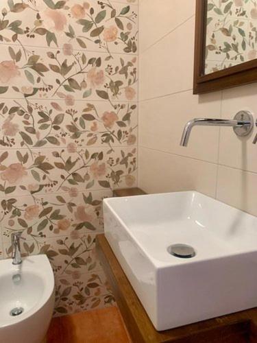 a bathroom with a white sink and a toilet at Agriturismo Violati in San Gemini